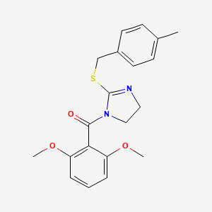 molecular formula C20H22N2O3S B2953541 (2,6-二甲氧基苯基)(2-((4-甲基苄基)硫代)-4,5-二氢-1H-咪唑-1-基)甲苯酮 CAS No. 851804-96-1