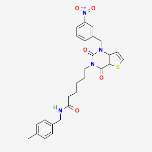 N-[(4-methylphenyl)methyl]-6-{1-[(3-nitrophenyl)methyl]-2,4-dioxo-1H,2H,3H,4H-thieno[3,2-d]pyrimidin-3-yl}hexanamide