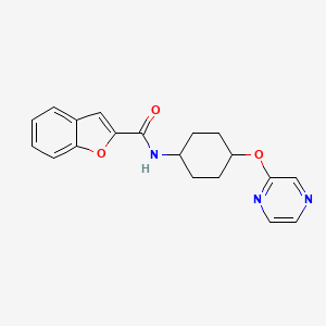 molecular formula C19H19N3O3 B2953545 N-((1r,4r)-4-(pyrazin-2-yloxy)cyclohexyl)benzofuran-2-carboxamide CAS No. 2034437-15-3