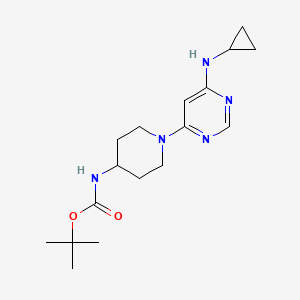 molecular formula C17H27N5O2 B2953551 tert-Butyl (1-(6-(cyclopropylamino)pyrimidin-4-yl)piperidin-4-yl)carbamate CAS No. 1353944-62-3
