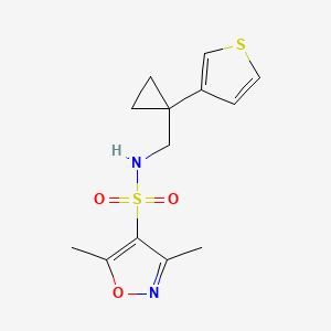 3,5-Dimethyl-N-[(1-thiophen-3-ylcyclopropyl)methyl]-1,2-oxazole-4-sulfonamide