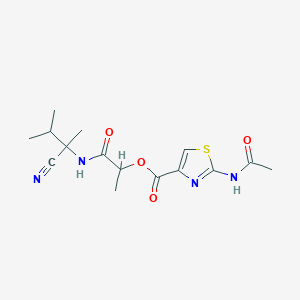 molecular formula C15H20N4O4S B2953570 1-[(1-Cyano-1,2-dimethylpropyl)carbamoyl]ethyl 2-acetamido-1,3-thiazole-4-carboxylate CAS No. 1197914-69-4