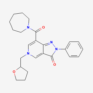 molecular formula C24H28N4O3 B2953580 7-(氮杂环戊烷-1-羰基)-2-苯基-5-((四氢呋喃-2-基)甲基)-2H-吡唑并[4,3-c]吡啶-3(5H)-酮 CAS No. 921781-89-7