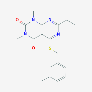 molecular formula C18H20N4O2S B2953581 7-Ethyl-1,3-dimethyl-5-[(3-methylphenyl)methylsulfanyl]pyrimido[4,5-d]pyrimidine-2,4-dione CAS No. 852170-43-5