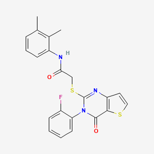molecular formula C22H18FN3O2S2 B2953583 N-(2,3-二甲基苯基)-2-{[3-(2-氟苯基)-4-氧代-3,4-二氢噻吩并[3,2-d]嘧啶-2-基]硫代}乙酰胺 CAS No. 1260919-59-2