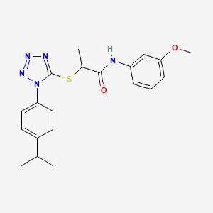 molecular formula C20H23N5O2S B2953594 2-((1-(4-isopropylphenyl)-1H-tetrazol-5-yl)thio)-N-(3-methoxyphenyl)propanamide CAS No. 887347-76-4