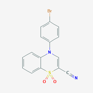 molecular formula C15H9BrN2O2S B2953595 4-(4-bromophenyl)-4H-benzo[b][1,4]thiazine-2-carbonitrile 1,1-dioxide CAS No. 1206993-53-4