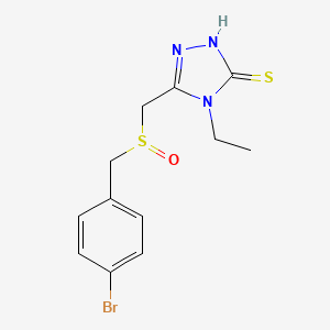 molecular formula C12H14BrN3OS2 B2953599 5-{[(4-bromobenzyl)sulfinyl]methyl}-4-ethyl-4H-1,2,4-triazole-3-thiol CAS No. 344274-71-1