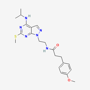 molecular formula C21H28N6O2S B2953608 N-(2-(4-(isopropylamino)-6-(methylthio)-1H-pyrazolo[3,4-d]pyrimidin-1-yl)ethyl)-3-(4-methoxyphenyl)propanamide CAS No. 946313-36-6