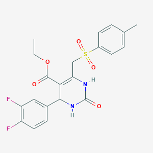 molecular formula C21H20F2N2O5S B2953613 Ethyl 4-(3,4-difluorophenyl)-6-{[(4-methylphenyl)sulfonyl]methyl}-2-oxo-1,2,3,4-tetrahydropyrimidine-5-carboxylate CAS No. 902520-54-1