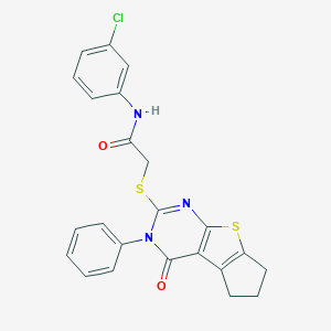 N-(3-chlorophenyl)-2-[(4-oxo-3-phenyl-3,5,6,7-tetrahydro-4H-cyclopenta[4,5]thieno[2,3-d]pyrimidin-2-yl)sulfanyl]acetamide