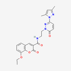 molecular formula C23H23N5O5 B2953630 N-(2-(3-(3,5-dimethyl-1H-pyrazol-1-yl)-6-oxopyridazin-1(6H)-yl)ethyl)-8-ethoxy-2-oxo-2H-chromene-3-carboxamide CAS No. 1351591-57-5