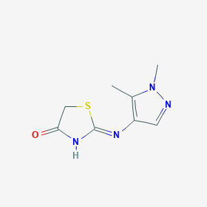 molecular formula C8H10N4OS B2953644 2-(1,5-Dimethyl-1H-pyrazol-4-ylimino)-thiazolidin-4-one CAS No. 1003993-33-6