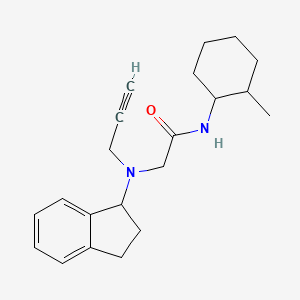 molecular formula C21H28N2O B2953647 2-[(2,3-dihydro-1H-inden-1-yl)(prop-2-yn-1-yl)amino]-N-(2-methylcyclohexyl)acetamide CAS No. 1212264-92-0