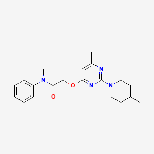 molecular formula C20H26N4O2 B2953652 N-methyl-2-{[6-methyl-2-(4-methylpiperidin-1-yl)pyrimidin-4-yl]oxy}-N-phenylacetamide CAS No. 1226444-58-1