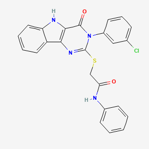 molecular formula C24H17ClN4O2S B2953654 2-[[3-(3-chlorophenyl)-4-oxo-5H-pyrimido[5,4-b]indol-2-yl]sulfanyl]-N-phenylacetamide CAS No. 536712-70-6