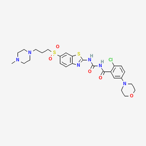 molecular formula C27H33ClN6O5S2 B2953657 2-chloro-N-(6-(3-(4-methylpiperazin-1-yl)propylsulfonyl)benzo[d]thiazol-2-ylcarbamoyl)-5-morpholinobenzamide CAS No. 1143020-91-0