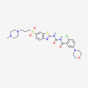 molecular formula C27H33ClN6O5S2 B2953657 2-氯-N-(6-(3-(4-甲基哌嗪-1-基)丙基磺酰基)苯并[d]噻唑-2-基氨基甲酰基)-5-吗啉苯甲酰胺 CAS No. 1143020-91-0