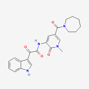 molecular formula C23H24N4O4 B2953659 N-(5-(azepane-1-carbonyl)-1-methyl-2-oxo-1,2-dihydropyridin-3-yl)-2-(1H-indol-3-yl)-2-oxoacetamide CAS No. 1203182-49-3