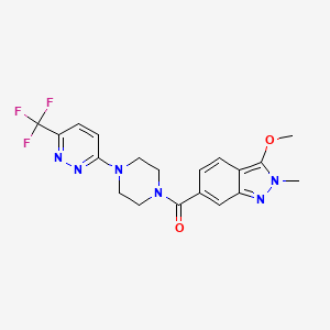 molecular formula C19H19F3N6O2 B2953660 3-methoxy-2-methyl-6-{4-[6-(trifluoromethyl)pyridazin-3-yl]piperazine-1-carbonyl}-2H-indazole CAS No. 2380085-98-1