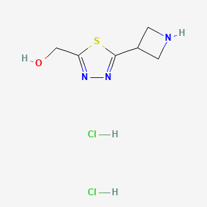 molecular formula C6H11Cl2N3OS B2953679 (5-(氮杂环丙-3-基)-1,3,4-噻二唑-2-基)甲醇二盐酸盐 CAS No. 2411201-06-2