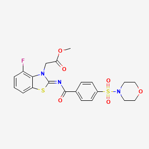 molecular formula C21H20FN3O6S2 B2953682 (Z)-methyl 2-(4-fluoro-2-((4-(morpholinosulfonyl)benzoyl)imino)benzo[d]thiazol-3(2H)-yl)acetate CAS No. 865249-08-7