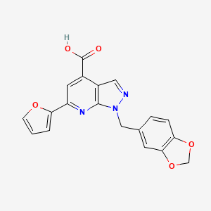 1-(1,3-Benzodioxol-5-ylmethyl)-6-(furan-2-yl)pyrazolo[3,4-b]pyridine-4-carboxylic acid