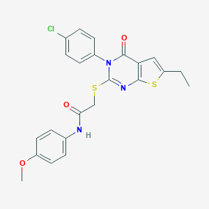 2-{[3-(4-chlorophenyl)-6-ethyl-4-oxo-3,4-dihydrothieno[2,3-d]pyrimidin-2-yl]sulfanyl}-N-(4-methoxyphenyl)acetamide