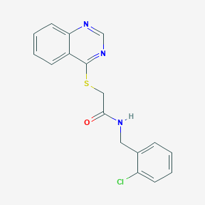 molecular formula C17H14ClN3OS B2953695 N-[(2-chlorophenyl)methyl]-2-quinazolin-4-ylsulfanylacetamide CAS No. 721409-85-4