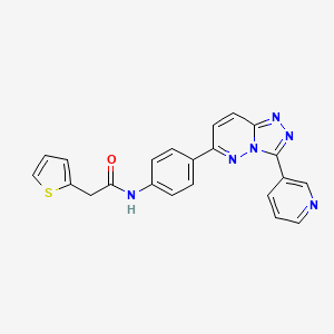 molecular formula C22H16N6OS B2953697 N-[4-(3-pyridin-3-yl-[1,2,4]triazolo[4,3-b]pyridazin-6-yl)phenyl]-2-thiophen-2-ylacetamide CAS No. 894062-65-8