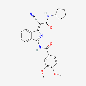 (Z)-N-(1-(1-cyano-2-(cyclopentylamino)-2-oxoethylidene)-1H-isoindol-3-yl)-3,4-dimethoxybenzamide