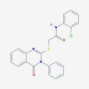 molecular formula C22H16ClN3O2S B295371 N-(2-chlorophenyl)-2-[(4-oxo-3-phenyl-3,4-dihydroquinazolin-2-yl)sulfanyl]acetamide 