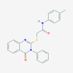 molecular formula C23H19N3O2S B295372 N-(4-methylphenyl)-2-[(4-oxo-3-phenyl-3,4-dihydro-2-quinazolinyl)sulfanyl]acetamide 