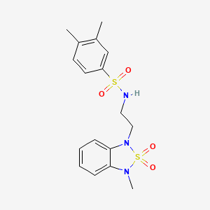 molecular formula C17H21N3O4S2 B2953735 3,4-二甲基-N-(2-(3-甲基-2,2-二氧化苯并[c][1,2,5]噻二唑-1(3H)-基)乙基)苯磺酰胺 CAS No. 2034592-41-9