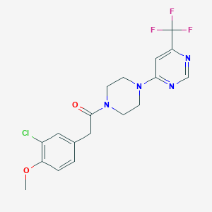 molecular formula C18H18ClF3N4O2 B2953741 2-(3-氯-4-甲氧基苯基)-1-(4-(6-(三氟甲基)嘧啶-4-基)哌嗪-1-基)乙酮 CAS No. 2034262-97-8