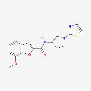 molecular formula C17H17N3O3S B2953752 7-methoxy-N-(1-(thiazol-2-yl)pyrrolidin-3-yl)benzofuran-2-carboxamide CAS No. 1797861-39-2