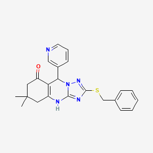 2-(benzylsulfanyl)-6,6-dimethyl-9-(pyridin-3-yl)-5,6,7,9-tetrahydro[1,2,4]triazolo[5,1-b]quinazolin-8(4H)-one