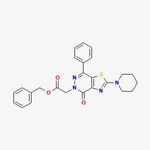 molecular formula C25H24N4O3S B2953761 苯甲基 2-(4-氧代-7-苯基-2-(哌啶-1-基)噻唑并[4,5-d]哒嗪-5(4H)-基)乙酸酯 CAS No. 1203217-42-8