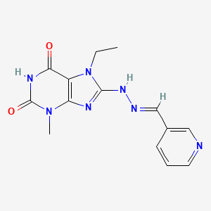 (E)-7-ethyl-3-methyl-8-(2-(pyridin-3-ylmethylene)hydrazinyl)-1H-purine-2,6(3H,7H)-dione