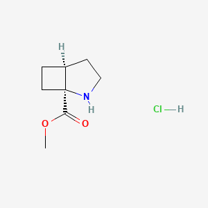 molecular formula C8H14ClNO2 B2953769 甲基 (1S,5S)-2-氮杂双环[3.2.0]庚烷-1-羧酸盐；盐酸盐 CAS No. 2155840-01-8