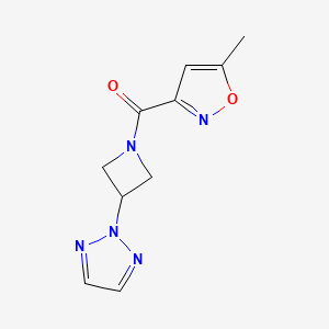 molecular formula C10H11N5O2 B2953770 (5-Methyl-1,2-oxazol-3-yl)-[3-(triazol-2-yl)azetidin-1-yl]methanone CAS No. 2380142-56-1