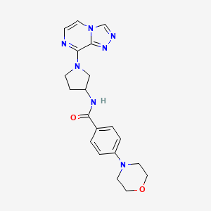 molecular formula C20H23N7O2 B2953776 N-(1-([1,2,4]triazolo[4,3-a]pyrazin-8-yl)pyrrolidin-3-yl)-4-morpholinobenzamide CAS No. 2034296-21-2