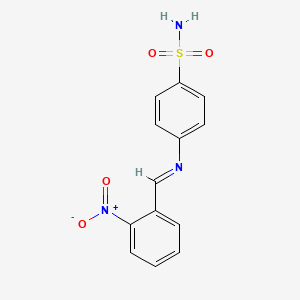 molecular formula C13H11N3O4S B2953789 4-[(2-Nitrobenzylidene)amino]benzenesulfonamide CAS No. 179044-08-7