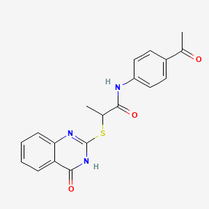 molecular formula C19H17N3O3S B2953796 N-(4-acetylphenyl)-2-(4-oxo(3-hydroquinazolin-2-ylthio))propanamide CAS No. 1024414-31-0