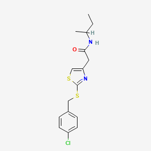 molecular formula C16H19ClN2OS2 B2953803 N-(sec-butyl)-2-(2-((4-chlorobenzyl)thio)thiazol-4-yl)acetamide CAS No. 953962-45-3