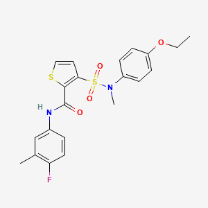 molecular formula C21H21FN2O4S2 B2953804 3-(N-(4-乙氧基苯基)-N-甲基磺酰基)-N-(4-氟-3-甲基苯基)噻吩-2-甲酰胺 CAS No. 1251619-14-3