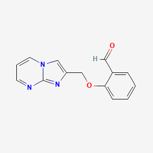 molecular formula C14H11N3O2 B2953807 2-(Imidazo[1,2-a]pyrimidin-2-ylmethoxy)benzaldehyde CAS No. 405921-70-2