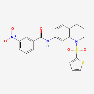 molecular formula C20H17N3O5S2 B2953808 3-硝基-N-(1-(噻吩-2-磺酰基)-1,2,3,4-四氢喹啉-7-基)苯甲酰胺 CAS No. 898429-74-8