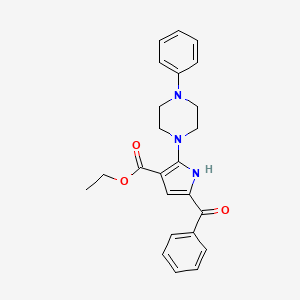 molecular formula C24H25N3O3 B2953813 ethyl 5-benzoyl-2-(4-phenylpiperazin-1-yl)-1H-pyrrole-3-carboxylate CAS No. 338758-10-4