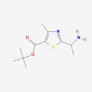 molecular formula C11H18N2O2S B2953821 Tert-butyl 2-(1-aminoethyl)-4-methyl-1,3-thiazole-5-carboxylate CAS No. 2167368-78-5